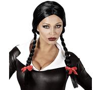 Lovelegis Perruque Mercredi Addams Tresses Noires synthétique Taille Unique Femme déguisement Halloween Carnaval Cosplay Classique Cadeau