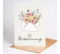 Loveley Cards Carte de bon rétablissement avec enveloppe - Carte de convalescence pour amis, collègues, famille ou partenaire - Carte pliante de qualité supérieure avec motif floral