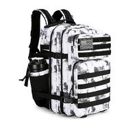 Lovelinks21 45L Tactical Assault Backpack 3 day assault pack with Molle Waterproof backpack Rucksack for Tactical Backpacks (BlackWhite Camo)