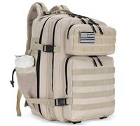 Lovelinks21 Sac à dos tactique d'assaut 45 L, Sac de 3 jours avec système Molle, Sac à dos imperméable pour sacs à dos tactiques, kaki clair, Large, Sac à dos