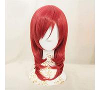 Lovelive!(Maki Nishikino) Anime Cosplay Rose Perruques Net de Rose avec franges 100% Résistant à la température de haute température Fibre Rouge Courts Coiffures droites 16inches chenghuax