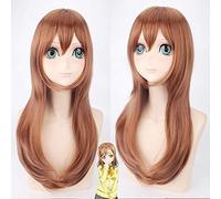 LoveLive! Soleil !! Kunikida Hanamaru Medium Long Curly Cosplay Perruques pour Femmes Femme Faux Cheveux Perruque 60 cm Synthétique Perruque Marron
