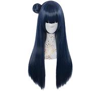 Lovelive! Soleil Tunshine !! (Tsushima Yoshiko) Anime Cosplay Rose Net Perruques avec franges 100% Fibre résistante à la température haute température bleue cheveux longs longs 28inches chenghuax