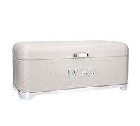 Lovello KitchenCraft Grande boîte à pain texturée avec couvercle, design ventilé, 41,5 x 20 x 18 cm, crème latte, blanc cassé