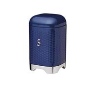 LOVELLO KitchenCraft Textured Sugar Canister with Geometric Hexagon Pattern, 11 x 11 x 19 cm (4.5" x 4.5" x 7.5") - Midnight Navy