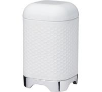 Lovello - Pot De Rangement En Inox, Couvercle Refermable, Effet Relief, Collection, 11 X 19 Cm - Blanc
