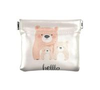 Lovely Bear Family Beige Pouch Wallet, Id Holder Wallet, Wallet Women Slim, Lovely Bear Family Beige, 4.33x3.74In, Lovely Bear Family Beige