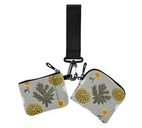 Lovely Cactis Lot de 2 portefeuilles fins et amovibles avec dragonne pour femme Motif tournesol Doré Gris, Jolis cactus tournesol or gris, 1 size, Impression artistique