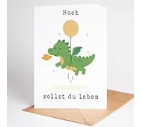Lovely Cards - Carte d'anniversaire garçon - High sollst du Leben Dragon - Carte d'anniversaire pour enfant garçon - Cadeau de 6 ans pour garçon - Jouet dragon - Carte d'anniversaire (DIN A6)