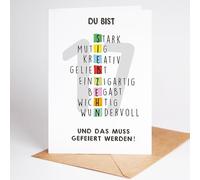 Lovely Cards - Carte énigme colorée - Carte d'anniversaire de qualité supérieure pour 17e anniversaire fille, garçon, fils, fille - Cadeaux adolescentes - Cadeaux pour fille de 17 ans - Carte