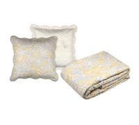 Lovely Casa - Couvre-lit avec taies d'oreiller Motif perse Polyester Jaune Moutarde 240x220 cm