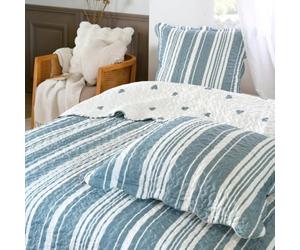 Lovely Casa Couvre lit boutis réversible avec 2 taies d'oreiller 65x65cm