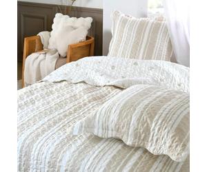 Lovely Casa Couvre lit boutis réversible avec 2 taies d'oreiller 65x65cm