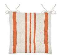 Lovely Casa - Galette de Chaise à Rayures Coton Orange 38x38 cm