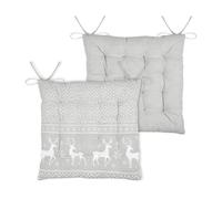 Lovely Casa - Galette de Chaise cerf Style Montagne en Coton Naturel 40x40 cm