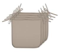 Lovely Casa Lot de 4 galettes de Chaise imperméable, 38 x 38 cm, 100% Microfibre, Attache Lacets, 600gr/m² (Naturel)