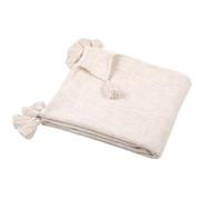 Lovely Casa Plaid Sanchez écru avec Pompons 125x150cm