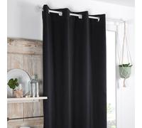 Lovely Casa - Rideau occultant et Isolant doublé de Polaire Polyester Noir 140x260 cm