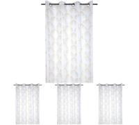 Lovely CASA - Voile - 140x260cm - Modèle Maldives - Or - R6B095001VL - Motif Exotique - Idéal Toute pièce (Lot de 4)