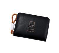Lovely Cats Portefeuille de grande capacité en cuir PU avec support pour chats mignons quotidiens Grande capacité Court avec support en cuir PU, Noir