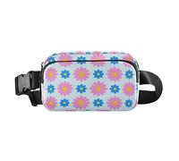 Lovely Daisy Floral Peach Blue Sac banane tendance pour homme et femme Sac banane multifonction avec sangle réglable pour cyclisme, randonnée, gym