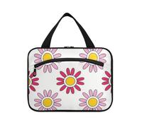 Lovely Daisy Floral Peach Red White Hanging Size Toilettes for Men with Hook, Designer Accessories Hanging Makeup Bag for Travel Essentials Cruises Bolsos para Hombre L