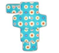 Lovely Daisy Floral Peach White Blue Matelas à langer réutilisable avec poche à mouchoirs Matelas à langer portable pour bébé Kit de station de voyage Cambiadores de pa?ales para Bebes