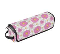 Lovely Daisy Floral Peach White Hair Tools Sac de voyage et tapis résistant à la chaleur Étanche Fer à friser Étui de voyage pour outils chauds Fer à friser Fer à friser Fers plats Volumizer Styler
