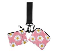 Lovely Daisy Floral Peach White Porte-monnaie pour femme Porte-cartes Mini Mode Portefeuille avec porte-clés pour femme 2 pièces, Jolie marguerite florale pêche blanche, 1 size, Impression artistique
