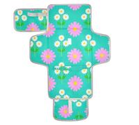 Lovely Daisy Floral Peach White Teal Matelas à langer réutilisable avec poche en tissu Matelas à langer Portable pour bébé Station de voyage Kit cambiador de pa?ales para Bebes
