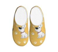 Lovely Dog Pantoufles en flanelle pour homme Motif empreintes de pattes Chaussures d'hiver antidérapantes chaudes pour intérieur et extérieur, multicolore, Large