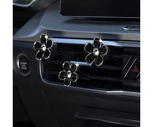 Lovely Er Aroma Car Shener Vent Clips Set of 6 Er Decorations for Car Ventilation Clip-on Aroma Diffusers for Auto Interior Flowers S for Auto Ment (White Powder Black Mix)