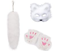Lovely Foxes Lot d'accessoires de mode avec queue en peluche robuste et gants décoratifs pour fêtes à thème Porte-clés queue en fourrure, taille unique, Comme décrit, Comme décrit.