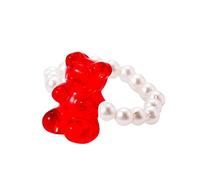 Lovely Fresh Candy Color Bear Pearl Beaded Rings for Women Man Ring Cartoon Kawaii Handmade Elastic Rope Girl Beads Jewelry Lovely And Practical