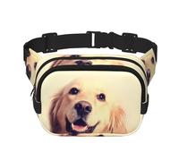 Lovely Golden Dog Square Sac banane double couche - Sac banane unisexe partout avec sangle réglable, course à pied, voyage, noir, taille unique