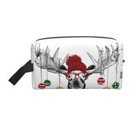 Lovely Golden Retriever Sac de rangement imprimé chien - Trousse de toilette de voyage durable, pochette de rangement portable pour maquillage et cosmétiques avec fermeture éclair, Élan de Noël