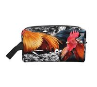 Lovely Golden Retriever Sac de rangement imprimé chien - Trousse de toilette de voyage durable, pochette de rangement portable pour maquillage et cosmétiques avec fermeture éclair, Coq de poulet
