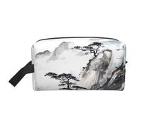 Lovely Golden Retriever Sac de rangement imprimé chien - Trousse de toilette de voyage durable, pochette de rangement portable pour maquillage et cosmétiques avec fermeture éclair, Paysage chinois