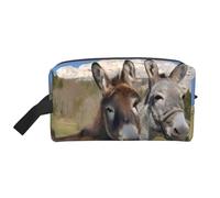 Lovely Golden Retriever Sac de rangement imprimé chien - Trousse de toilette de voyage durable, pochette de rangement portable pour maquillage et cosmétiques avec fermeture éclair, Ânes drôles, Taille