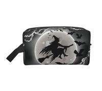 Lovely Golden Retriever Sac de rangement imprimé chien - Trousse de toilette de voyage durable, pochette de rangement portable pour maquillage et cosmétiques avec fermeture éclair, Sorcière Halloween