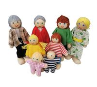 Lovely Happy Dolls Family Lot de 8 figurines en bois Petit jouet pour enfants Maison So Faire comme cadeau Jouet narratif