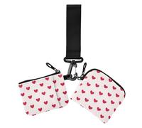 Lovely Hearts Lot de 2 porte-monnaie pour femme Rouge avec porte-clés