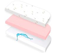 Lovely Hippo 2 draps-housses 50 x 89 cm + 1 protège-matelas - 100 % coton - Compatible avec BabyBay Maxi, sommier tapissier, Comfort, Comfort Plus (fleurs roses, 50 x 89 cm)