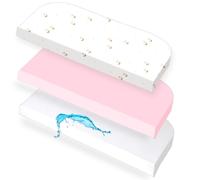 Lovely Hippo 2 draps-housses de 50 x 89 cm + 1 protège-matelas - Drap-housse 100 % coton compatible avec BabyBay Maxi, Boxspring, Comfort, Comfort Plus (fleurs roses, 50 x 89 cm)
