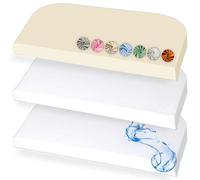 Lovely Hippo Drap Housse 50x89cm (X2) + 1 Protège-Matelas 50x89cm - 2 Draps Housses 100% Coton - 1 Protège Matelas 100% Imperméable - Oeko Tex (Blanc/Vanille, 50x89cm)