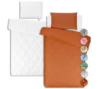 Lovely Hippo Drap Housse 80x160 (100% Coton) + Couette + Housse de Couette 120x170cm + Oreiller + Taie Oreiller 40x60cm - Parure 80x160 pour Lit Cabane (Blanc/Cacao, Parure 80x160 cm (5 pièces))