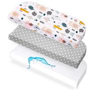 Lovely Hippo Draps Housses 50x89cm et 1 Protège-Matelas - Drap Housse (x2) 100% Coton + Protège Matelas (X1) 100% Imperméable - Oeko-Tex (Animaux Forêt, 50x89cm)