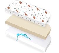 Lovely Hippo Draps Housses 50x89cm et 1 Protège-Matelas - Drap Housse (x2) 100% Coton + Protège Matelas (X1) 100% Imperméable - Oeko-Tex (Ourson, 50x89cm)