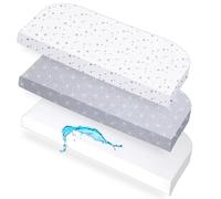 Lovely Hippo Draps Housses 50x89cm et 1 Protège-Matelas - Drap Housse (x2) 100% Coton + Protège Matelas (X1) 100% Imperméable - Oeko-Tex (Constellation Grise, 50x89cm)