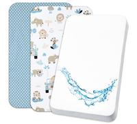 Lovely Hippo Draps Housses 80x160 cm + 1 Alèse Protège Matelas imperméable Compatible Lit Cabane 80x160 cm (80 x 160 cm, Safari Bleu)